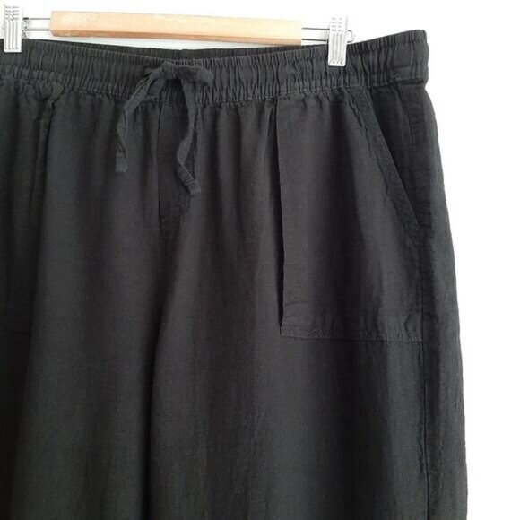 JOE FRESH | Linen Cotton Blend High Elastic Waist Pull-on Crop Pants Black Sz XL - Picture 3 of 11
